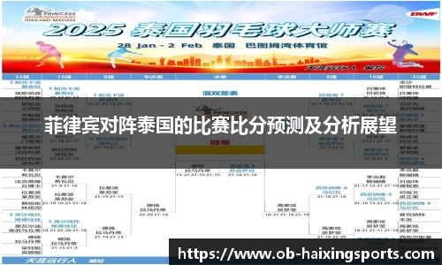 菲律宾对阵泰国的比赛比分预测及分析展望